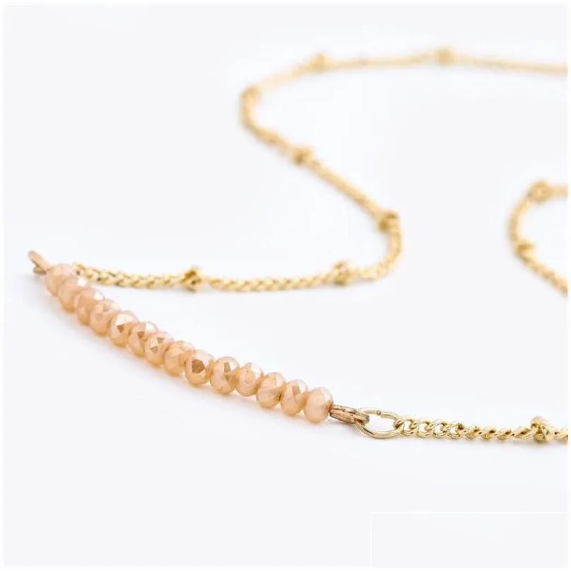 Rice beads gold chain neck necklace Necklace simple stainless steel ball birthday holiday gift necklace