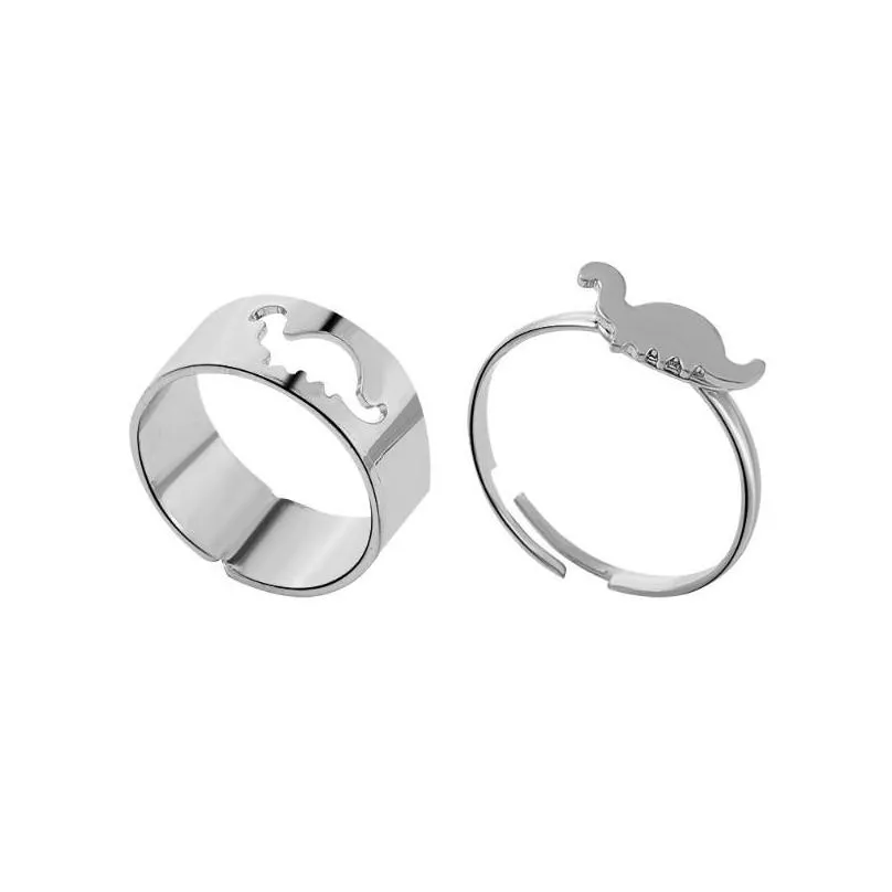 cluster rings selling creative fashion hollow dinosaur ring set retro simple metal open design sense accessories kl027