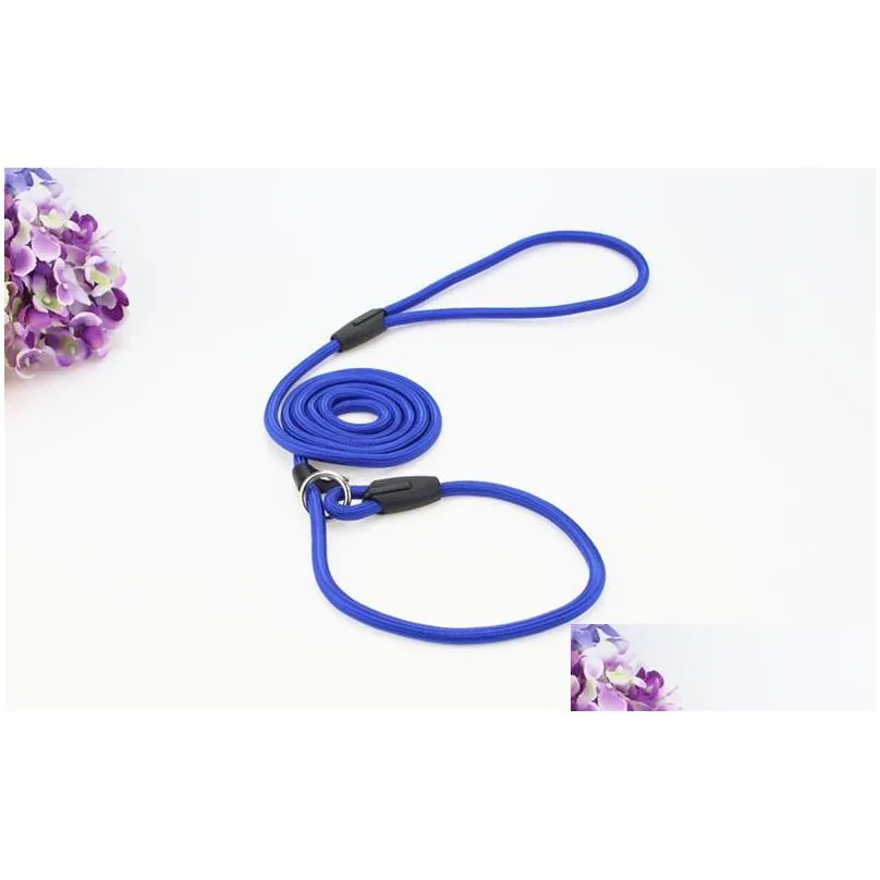 pet dog nylon rope training leashes slip lead strap adjustable traction collar dogs ropes supplies accessories 0.6x130cm