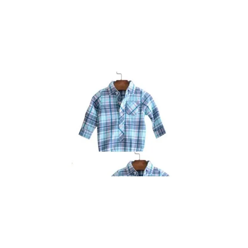 kids clothes boys plaid check rompers baby grid jumpsuits long sleeve lapel onesie trianglecotton bodysuits summer casual climb suit