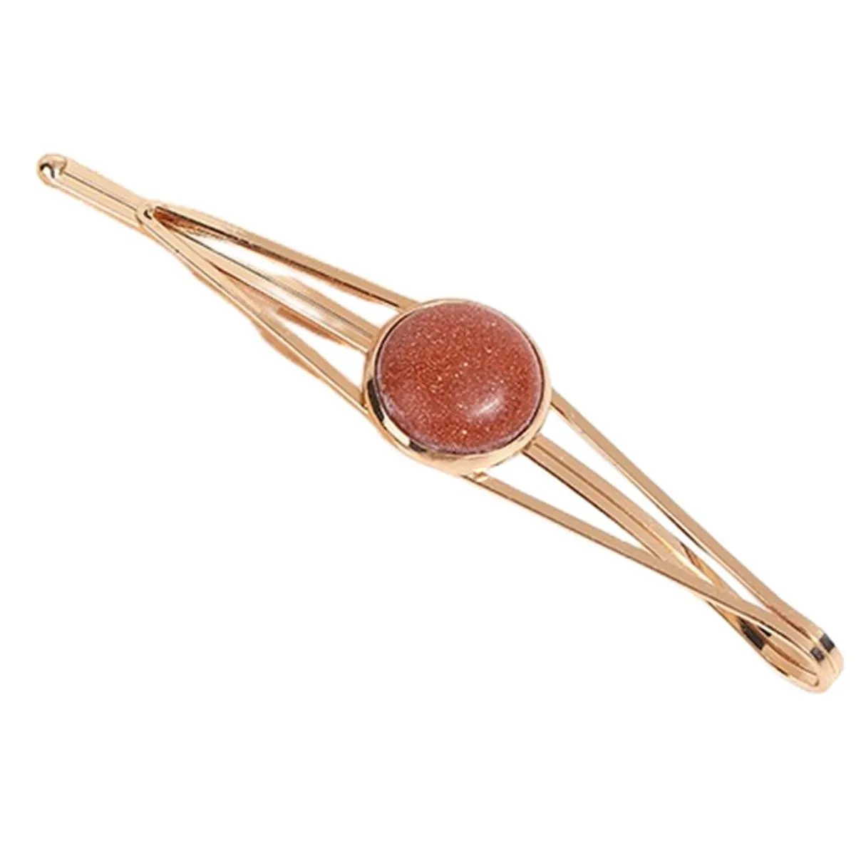 Fashionable Gold Alloy Hair Slide Clips With Colorful Natural Gemstone Beads For Womens