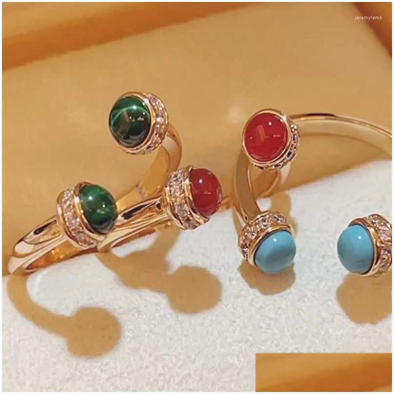 cluster rings sterling silver 925 high quality brand jewelry ball luxury ring color gems rotating banquet party women gift