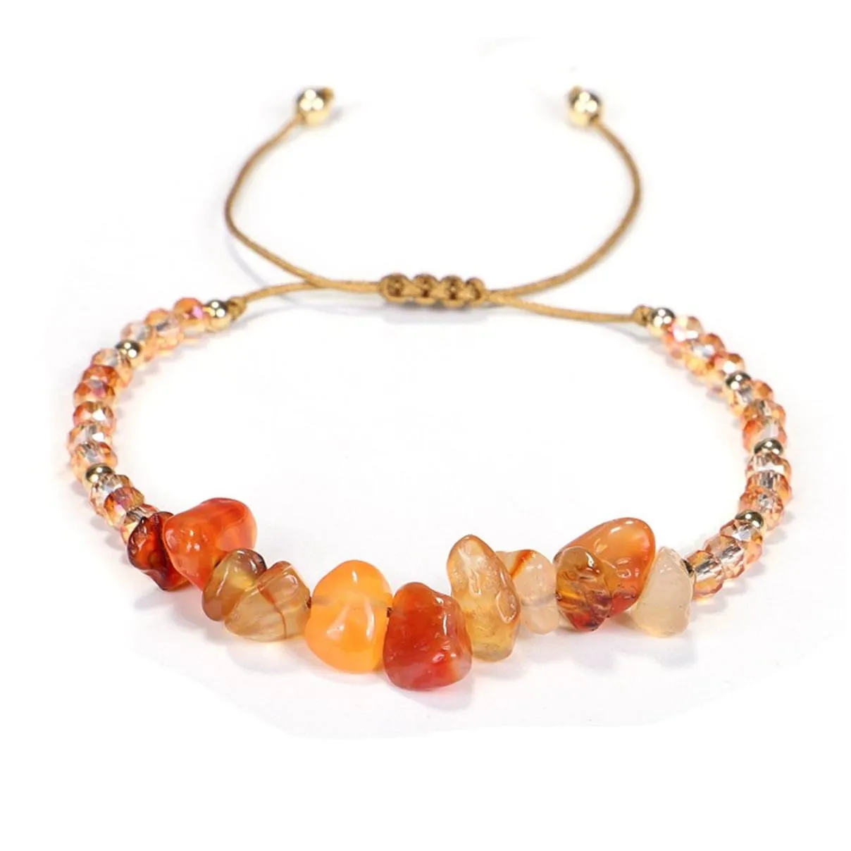 Fashion Jewelry Amethyst Rose Quartz Hand-woven Bracelet Color Irregular Broken Stone Bead Mixed Bracelet Adjustable