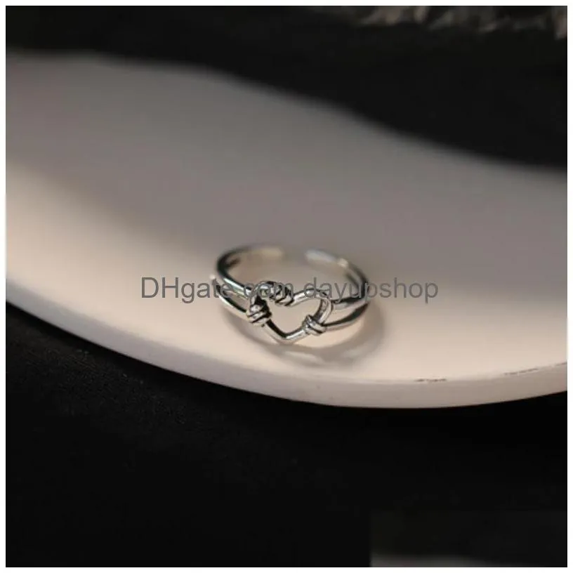 wedding rings 2022 punk ancient hollow heart ring chain thorns entanglement love women girls hip-hop jewelry party gift