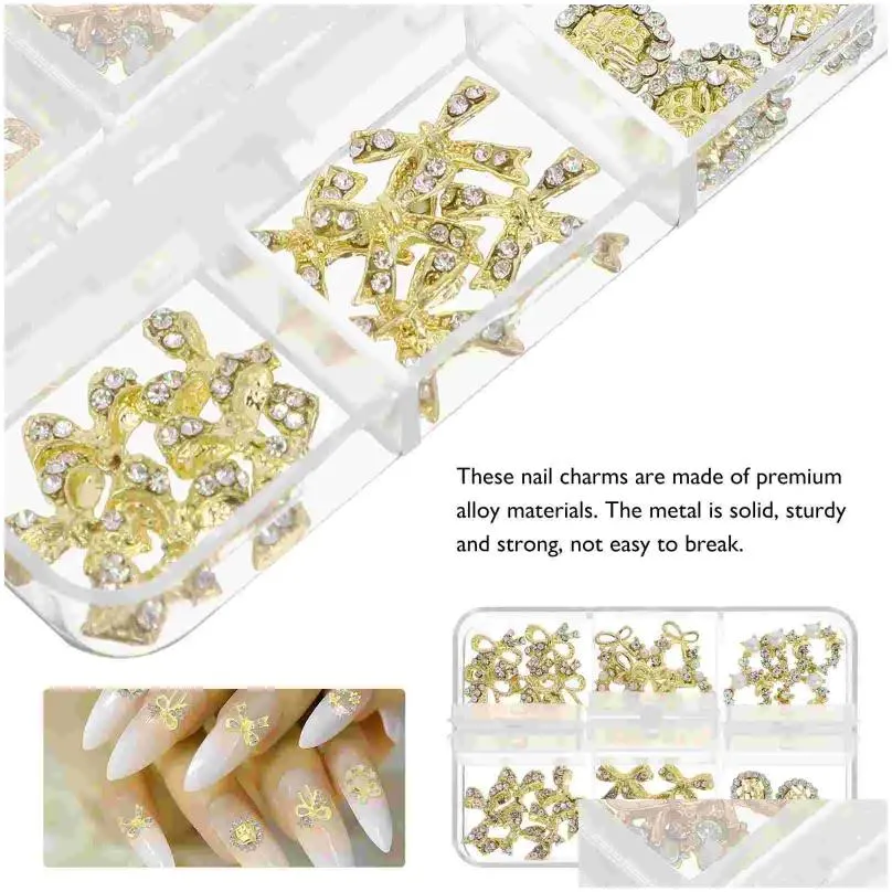 Nail Art Decorations 30 Pcs Stickers Decor Manicure Decors Delicate Charms Rhinestones Shiny Alloy Accessories