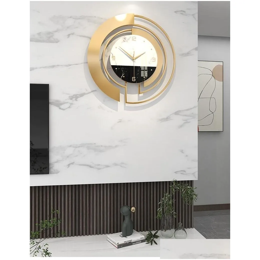 wall clocks gold luxury clock modern design metal art silent hanging watch living room round home decor reloj de pare