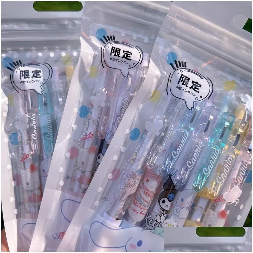 wholesale 6 pcs/set cartoon cute student colorful gel pens smooth writing supplies 6 colors 0.5mm stationery papelaria material school