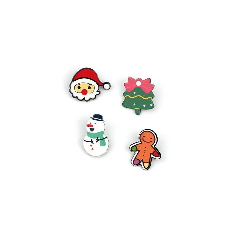 Multicolor Acrylic Christmas Brooch Pin Set Christmas Decoration Gifts Include - Christmas Tree, Santa Claus, Snowman, Jingle Bells,