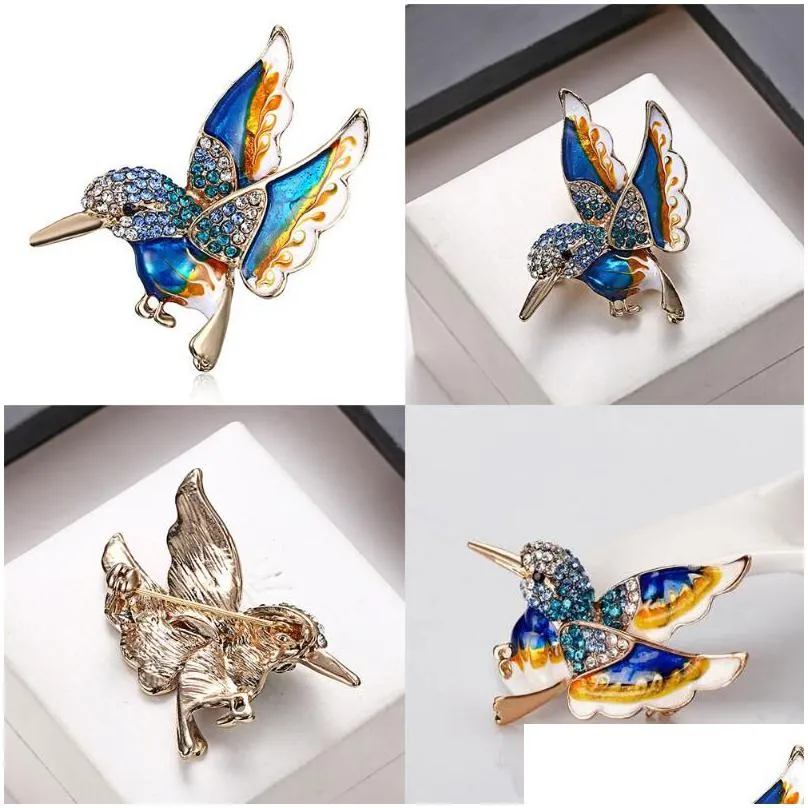 pins, brooches trendy rhinestone drop oil wild brooch animal bird shape pin corsage jewelry for women
