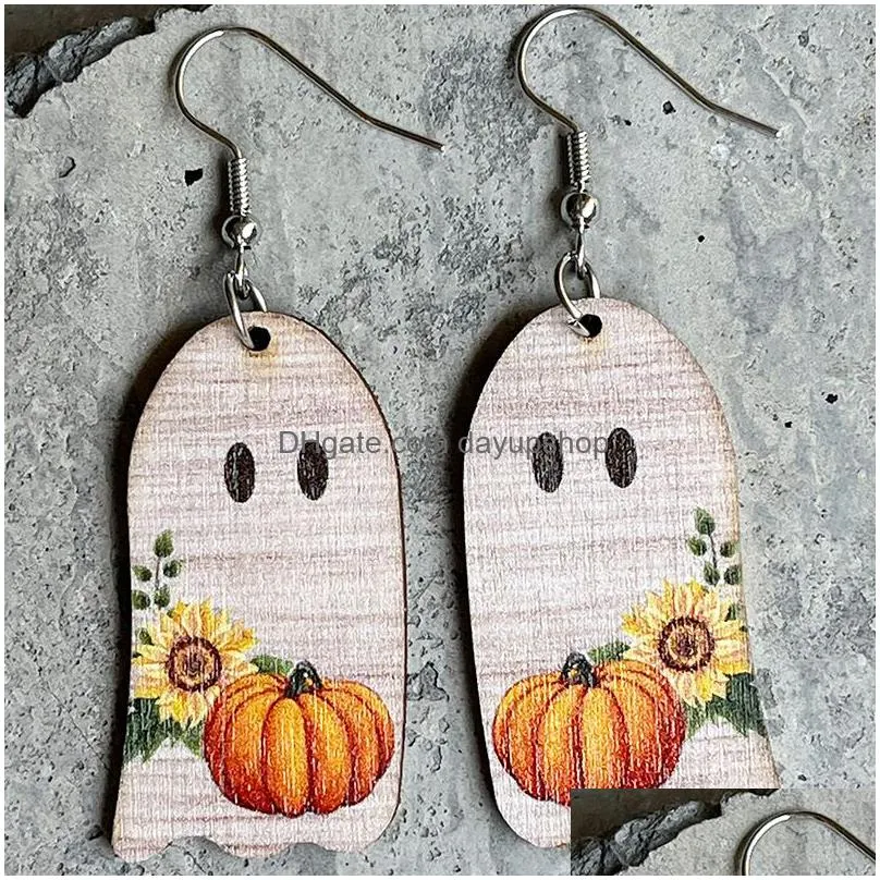 dangle earrings cross border selling independent station jewelry thanksgiving ghost pumpkin sunward wide mushroom wooden minimalist