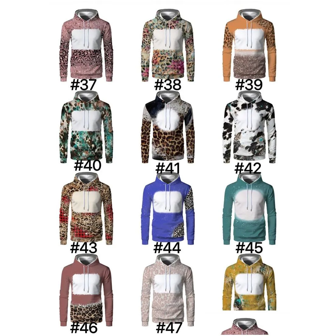 wholesale sublimation bleached hoodies party supplies heat transfer blank bleach shirt fully polyester us sizes for men women