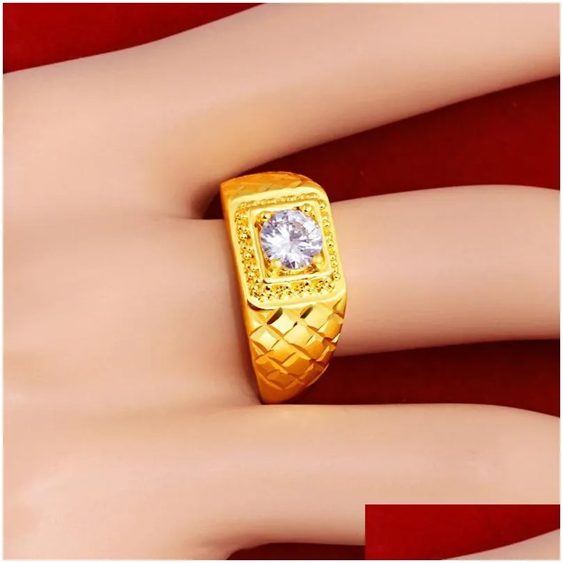 cluster rings vietnam sand gold zircon ring for men 24k yellow men`s finger wedding birthday fine jewelry accessories gifts 2022