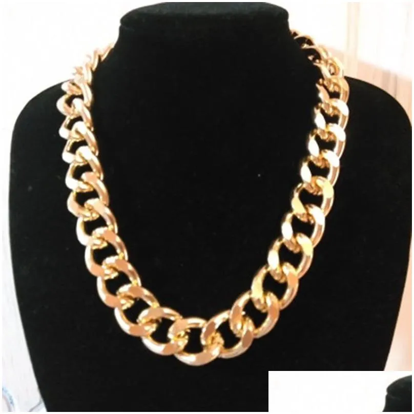 fashion asymmetric lock chain necklaces for women twist gold silver color chunky thick choker necklace party jewelry