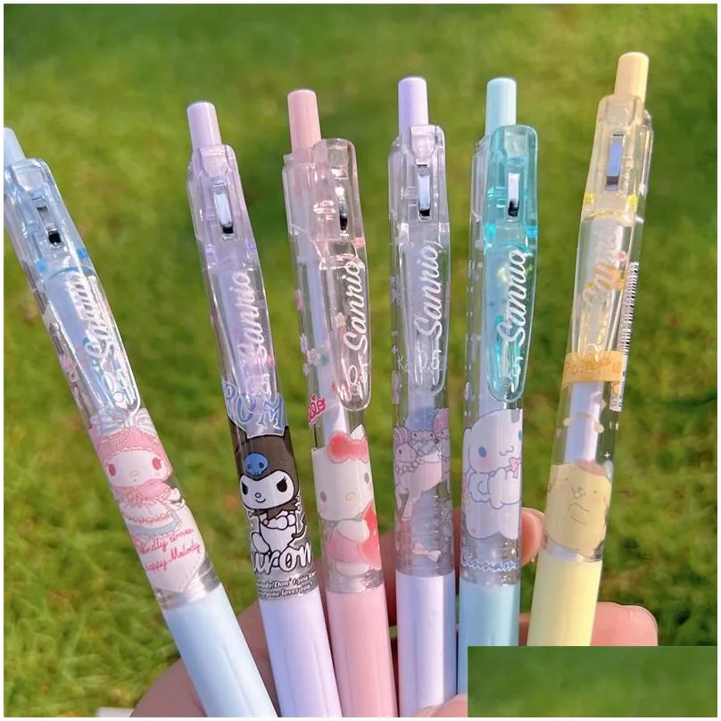 wholesale 6 pcs/set cartoon cute student colorful gel pens smooth writing supplies 6 colors 0.5mm stationery papelaria material school