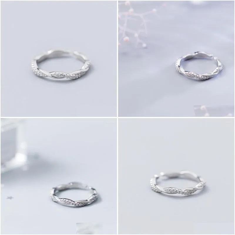 cluster rings mloveacc genuine 925 sterling silver twist ribbon wrap wave sparkling cz finger ring women wedding engagement jewelry
