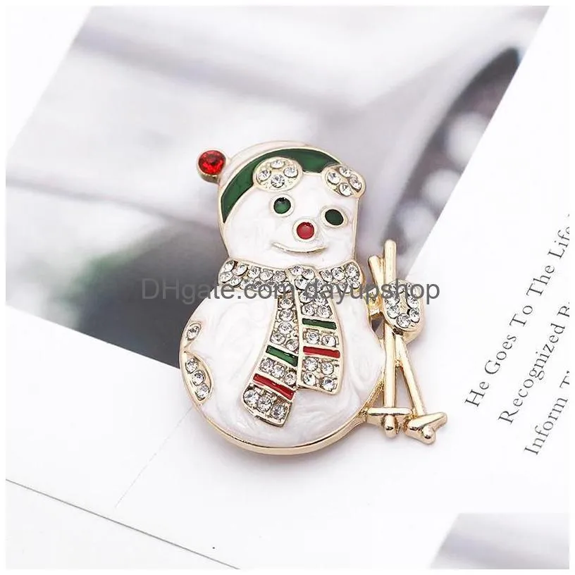 pins, brooches luxury enamel christmas brooch pin santa claus elk snowman boot garland exquisite fashion year xmas jewelry gift decor