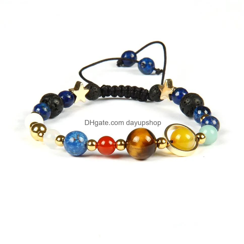 universe galaxy the eight planets in the solar system guardian star macrame bracelet with all natural stone beads whole 10pcs9979434