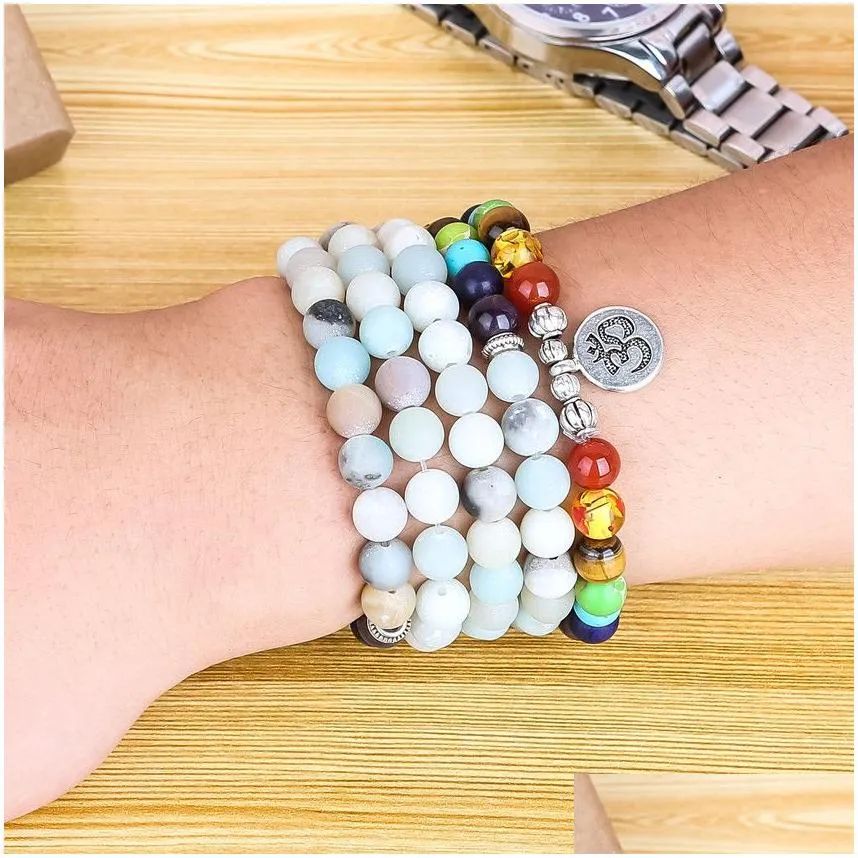 Amazon 108 Bead Bracelet Natural Stone Beads Bracelet Green Pine Tiger Eyes Men and Women Wrist Ornaments