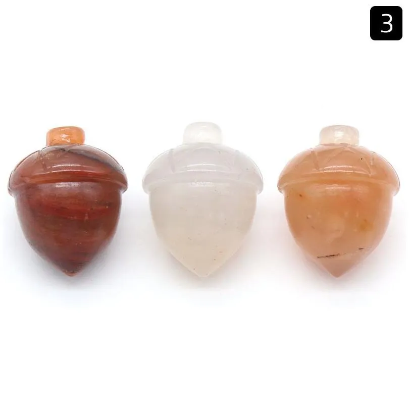 Natural Shape Acorn Gemstone Decorative Hand Carved Healing Clear Crystal Hazelnut Stone For Home Decoration Gift