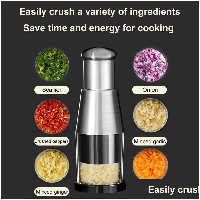  1pc slap knife 304 stainless steel press chopping garlic crusher tomato onion fruit vegetable crusher home kitchen gadgets