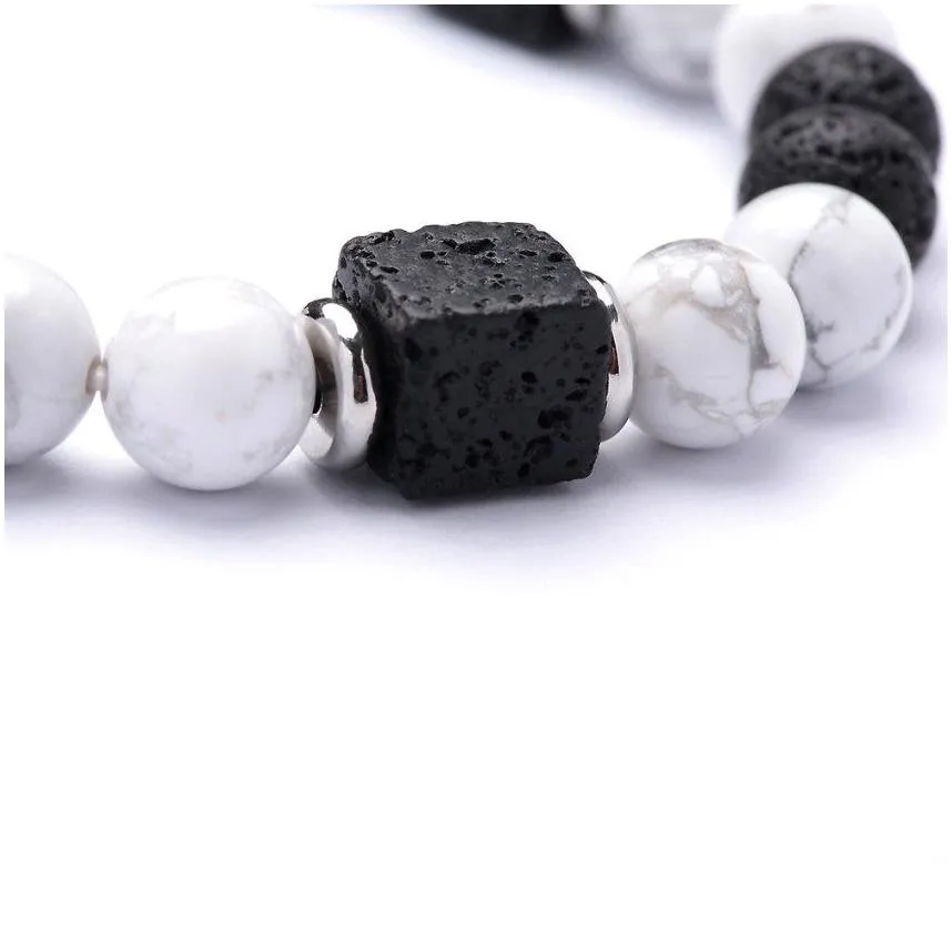 Natural stone bracelet square volcanic stone men and women personality atmosphere mature intellectual popular wrist jewelry