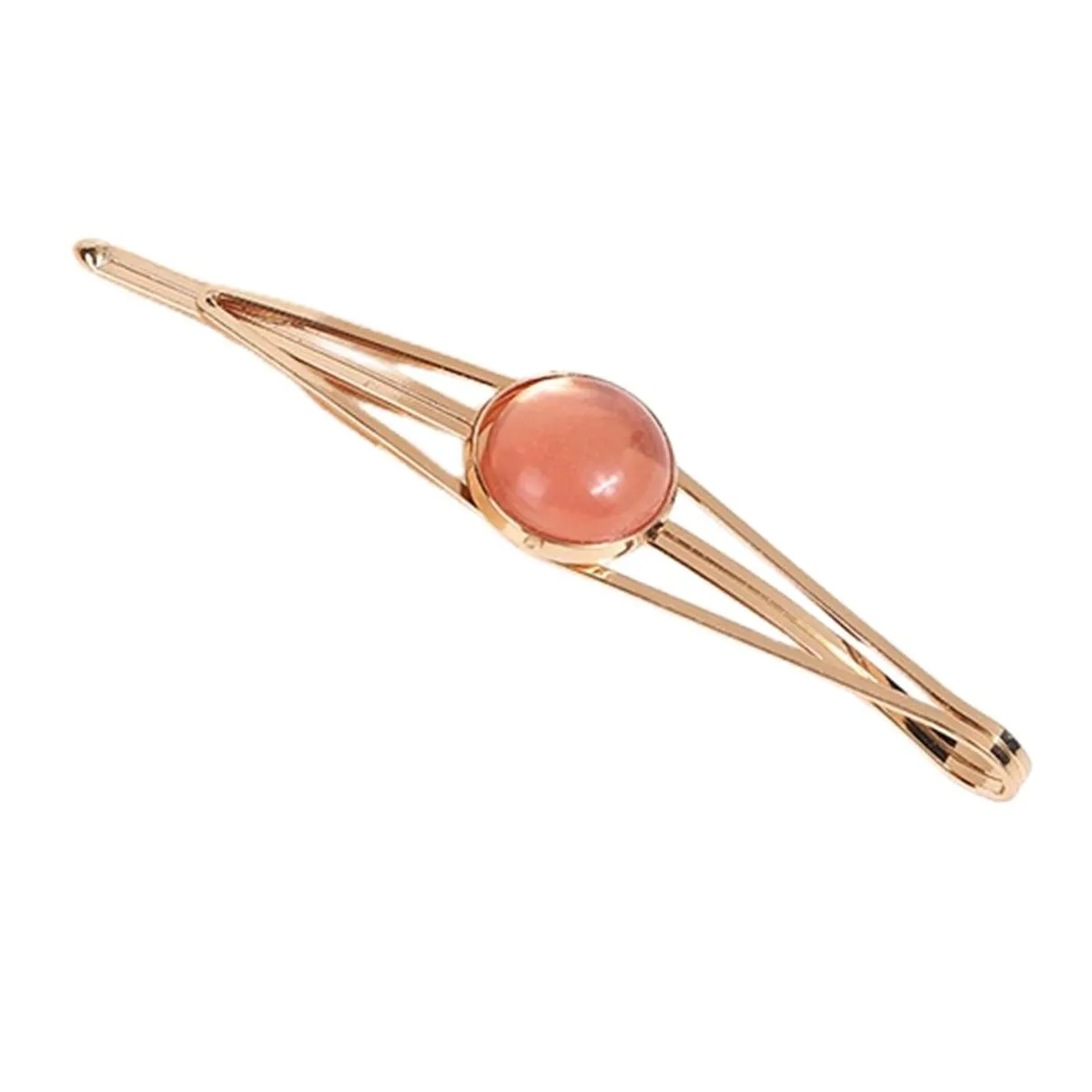 Fashionable Gold Alloy Hair Slide Clips With Colorful Natural Gemstone Beads For Womens