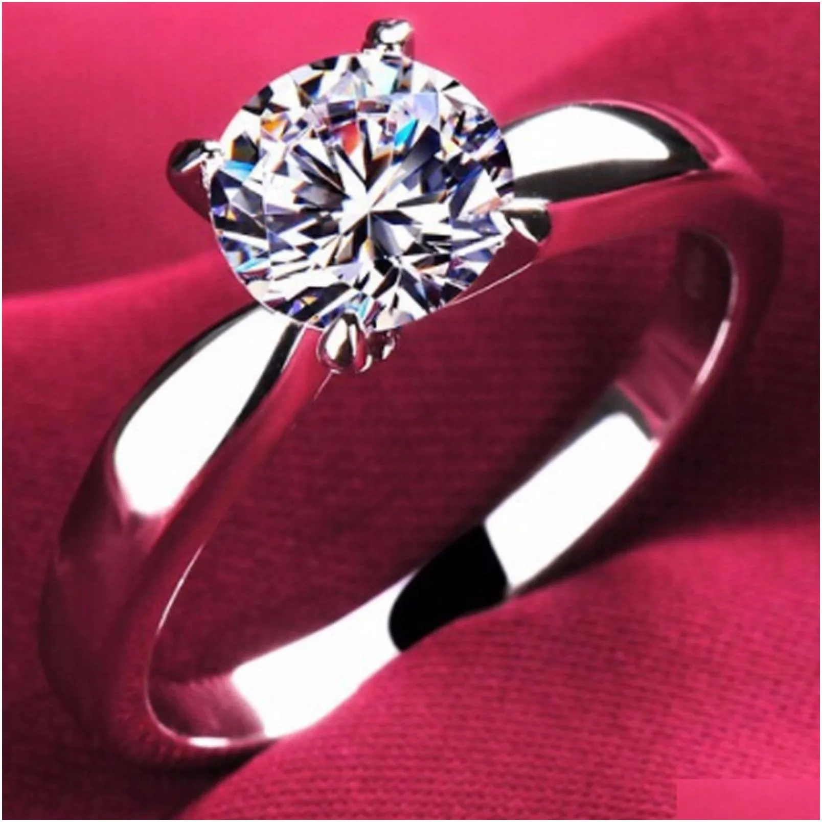 white gold rings for women round cut zirconia diamond solitaire ring wedding band engagement bridal