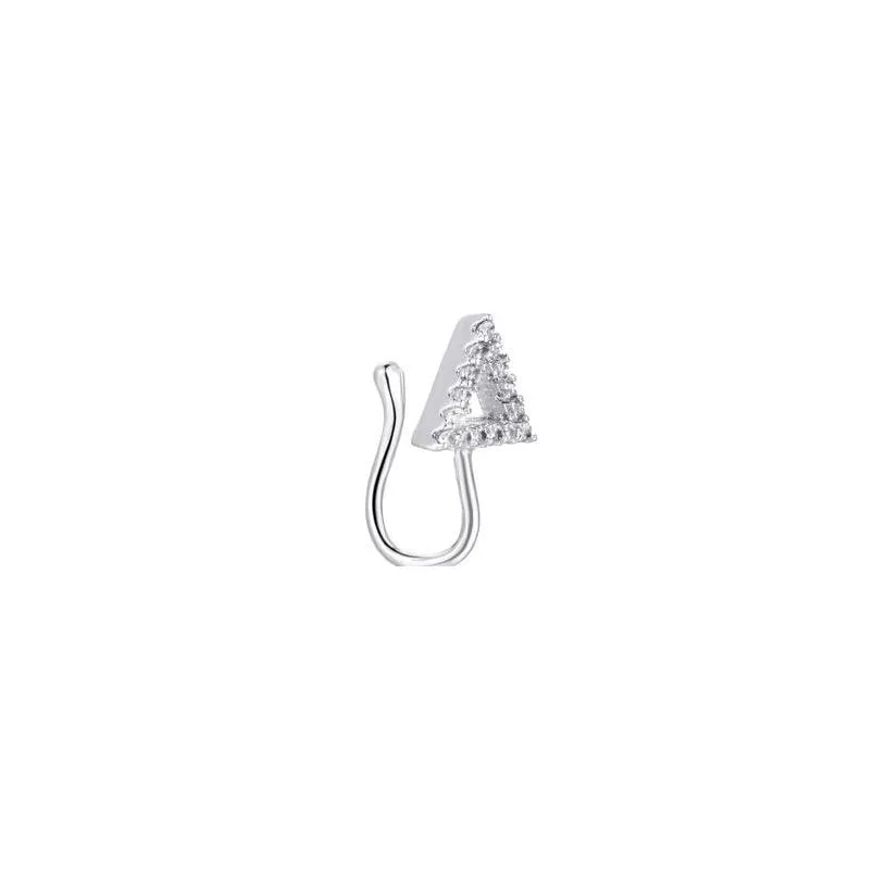 1pcs crystal triangle fake piercing nose ring c shape clip can also be ear clips cuff body jewelry