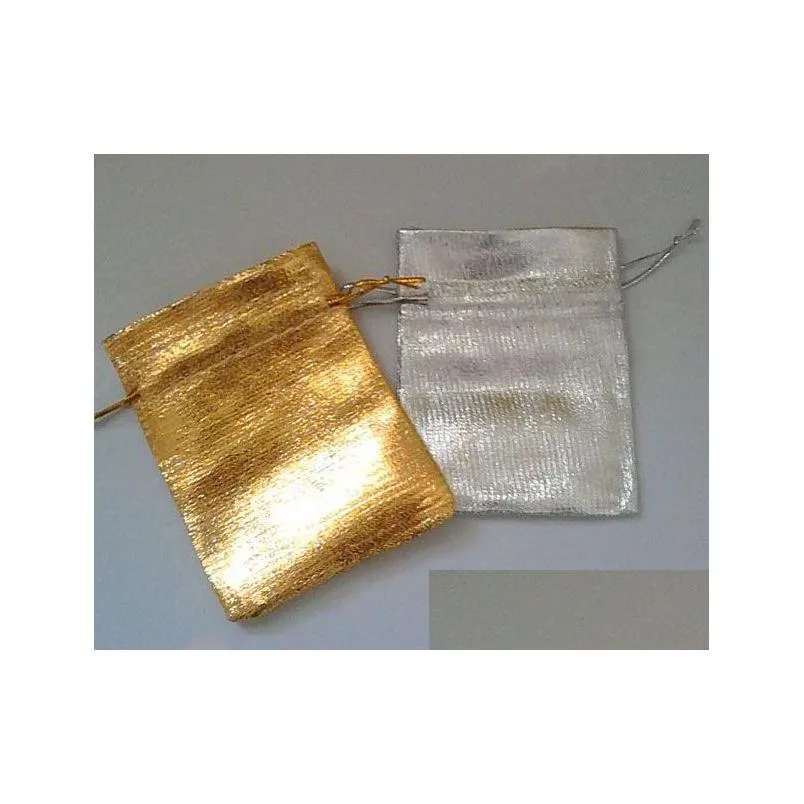 Gold/Silver Cloth Packing Bags Jewellery Pouches Wedding Favors Christmas Party Gift Bag 7x9cm / 9x12cm