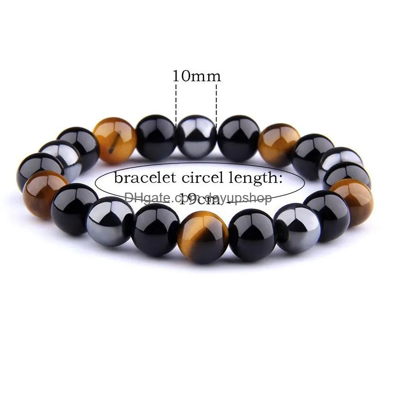 natural hematite black obsidian tiger eye stone triple protection bracelet for men women2702941