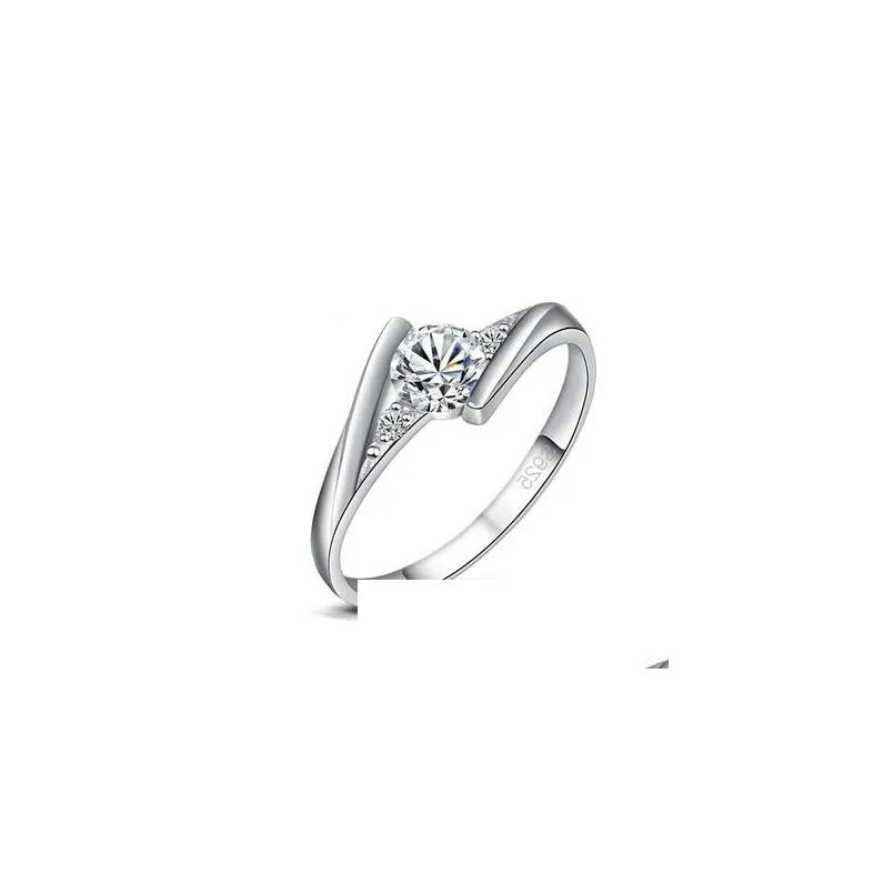 luxury white gold ring original zirconia diamond wedding band silver jewelry women love gift