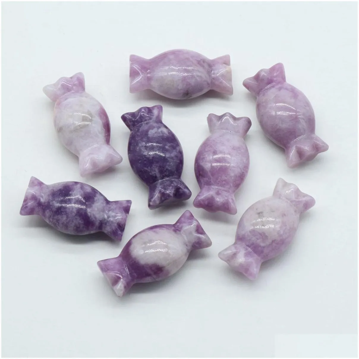 Natural Lepidolite Stone Carving Festival Candy Gift Gemstone Agate Ornaments Folk Arts Healing Energy For Decorate