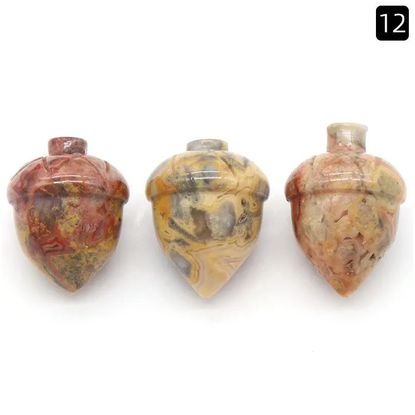 Natural Shape Acorn Gemstone Decorative Hand Carved Healing Crazy Stone Hazelnut Stone For Home Decoration Gift