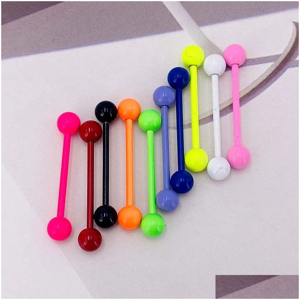 10pcs/lot mix color tongue barbell ring stainless steel tongue piercing wholesale piercing tongue piercing body jewelry