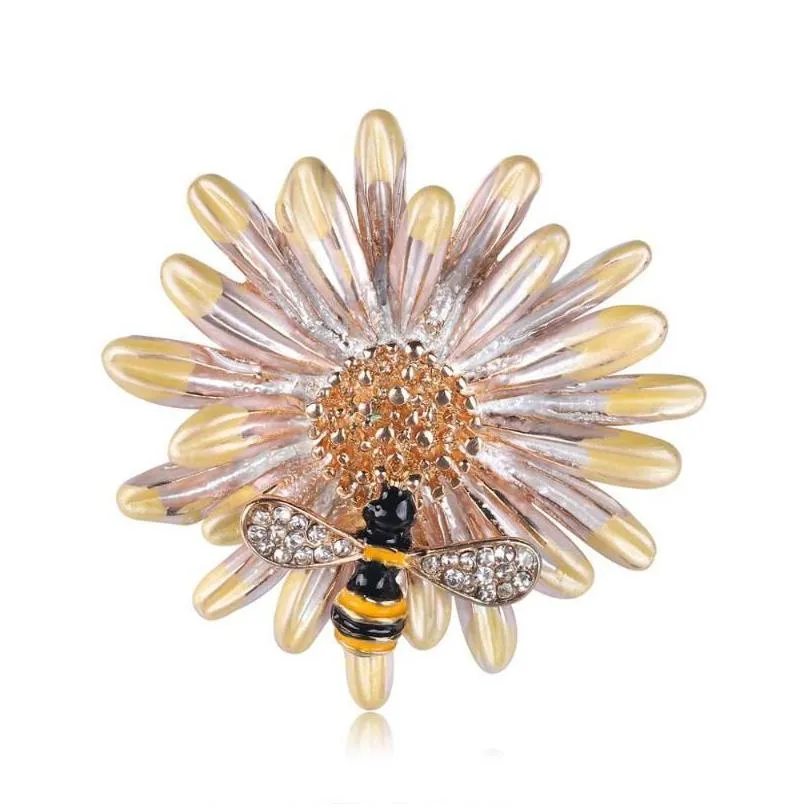 pins, brooches fashion daisy flower bee women brooch alloy insect pin broche gifts for jewelry accessories embellish al507