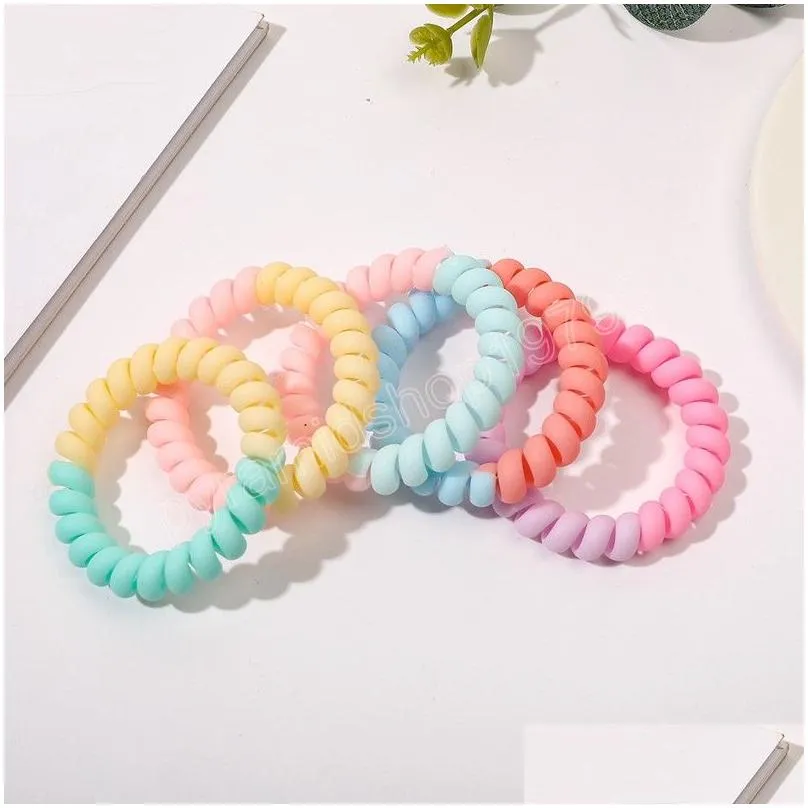 two color stretch hair tie telephone wire elastic rubber bands frosted spiral cord hair rings simple women hair accessories