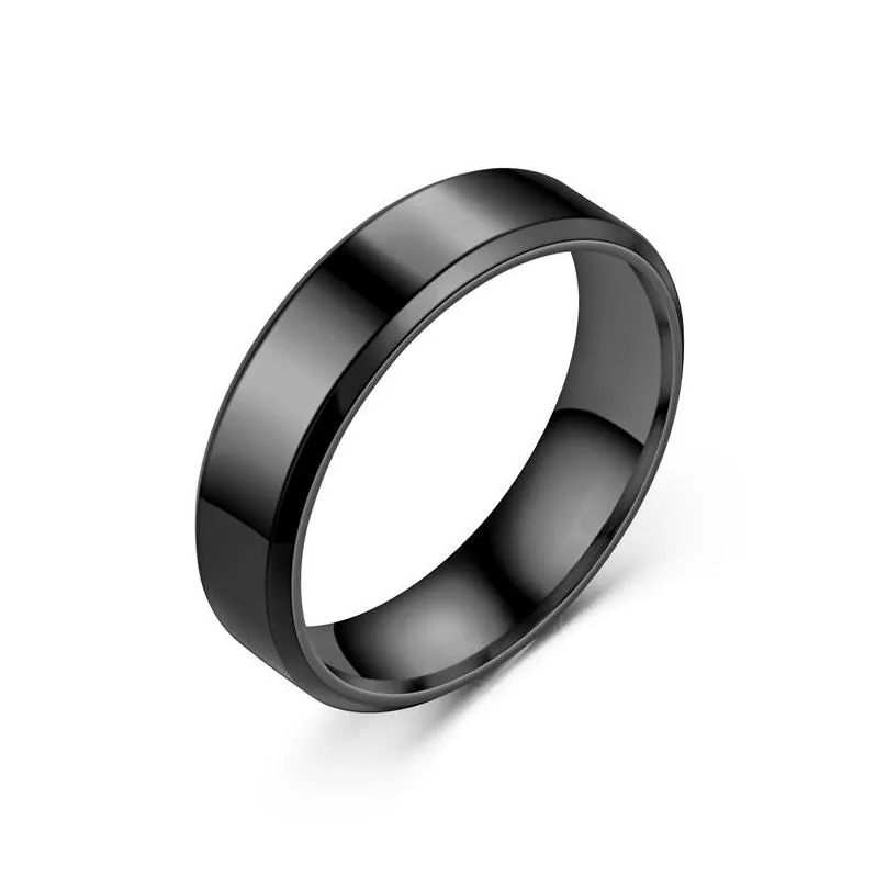 wholesale 100pcs stainless steel band rings for women 6mm polished silver gold black plated mens ring fashion jewelry wholesale lots wedding