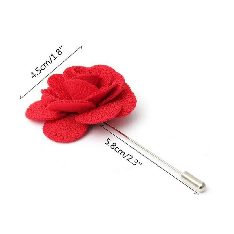 pins, brooches 1pc men boutonniere fabric yarn pin brooch fashion flower lapel suit button stick for wedding