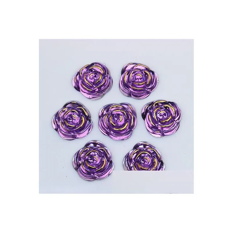 100pcs 20mm rose flower shape acrylic rhinestones crystal flatback beads jewelry crafts decoration diy zz217