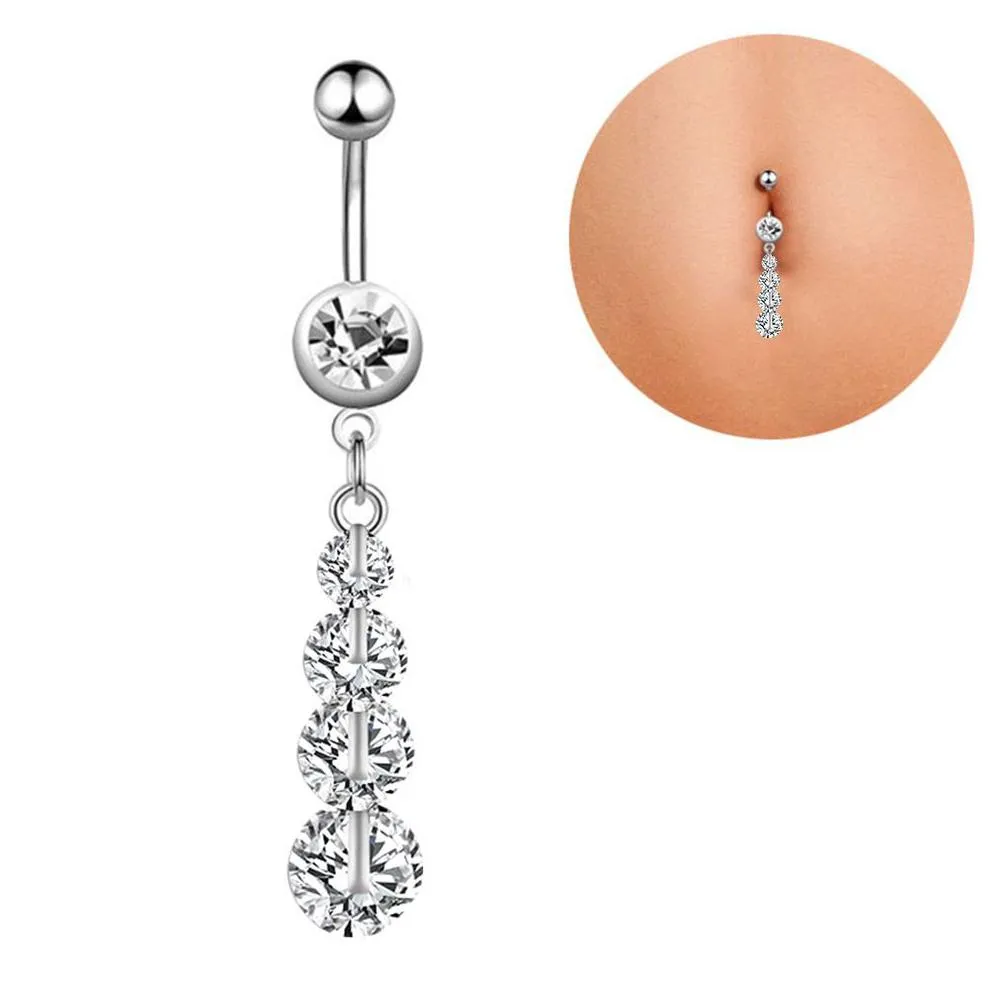 1pc stainless steel belly button rings belly piercing long crystal dangle navel earring sexy women body piercing jewelry gift
