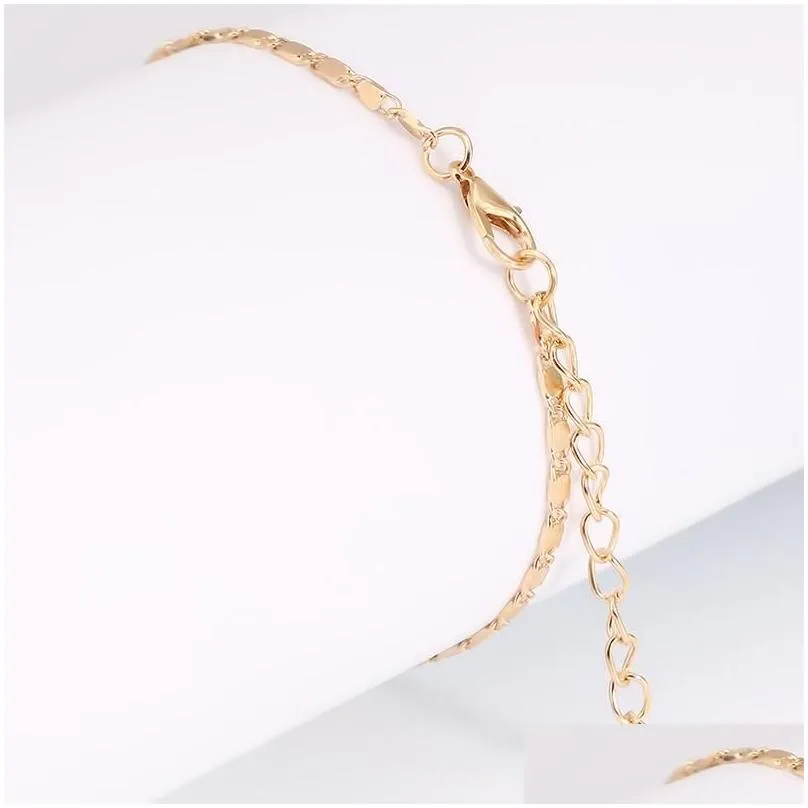 Anklets Fashion Gold Thin Chain Ankle Charm Anklet Leg Bracelet Foot Jewelry Adjustable Bracelets For Women Accessories