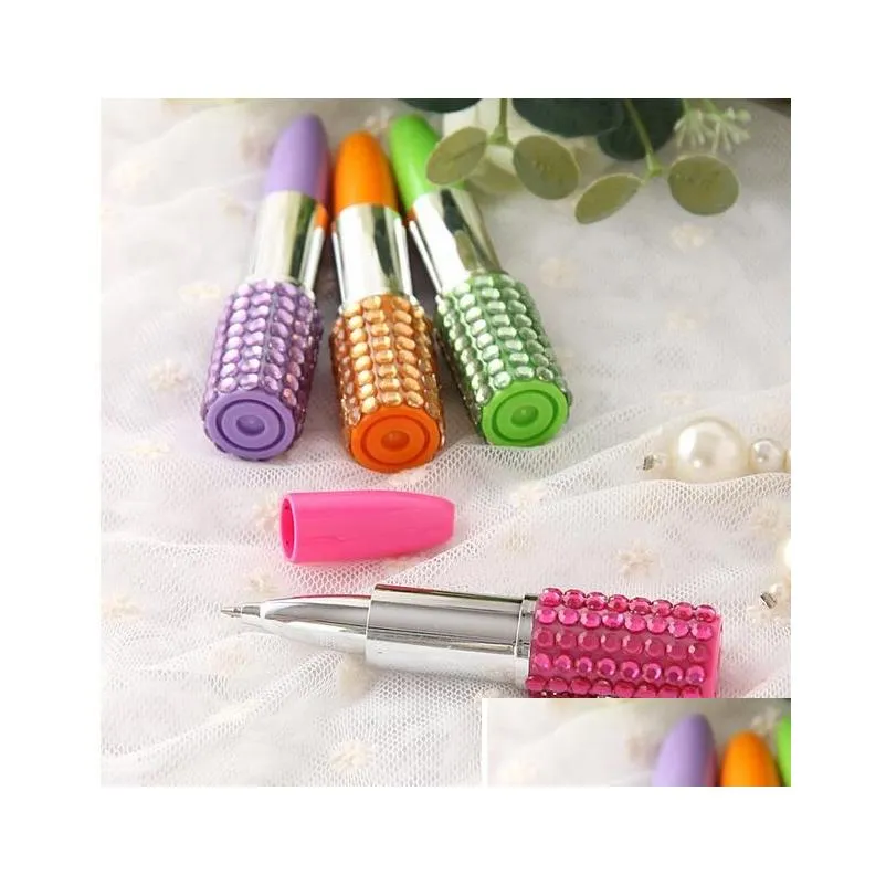 wholesale Student Cute Creative Lipstick Plastic Novelty Ballpoint Pen Kawaii Roller Ball Pens For Kids Writing Gift Korean Stationery