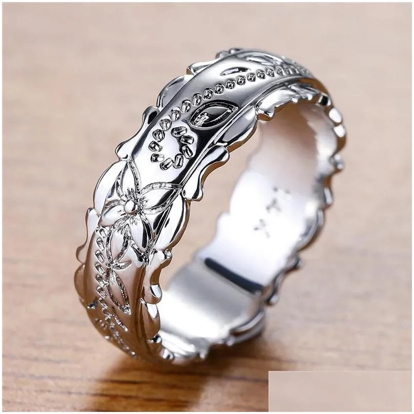 wedding rings fashion rose gold silver color ring female vintage carving flower for women jewelry luxury bridal engagement