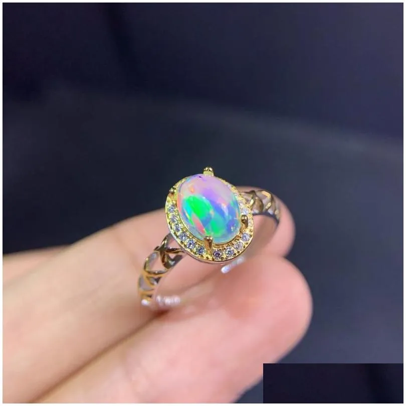 cluster rings fashion 925 sterling silver oval cut natural opal gemstone wedding party adjustable vintage ring for women fine jewelry