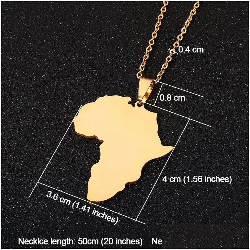 fashion selling african map pendant necklaces men& women stainless steel gold color africa jewelry gift