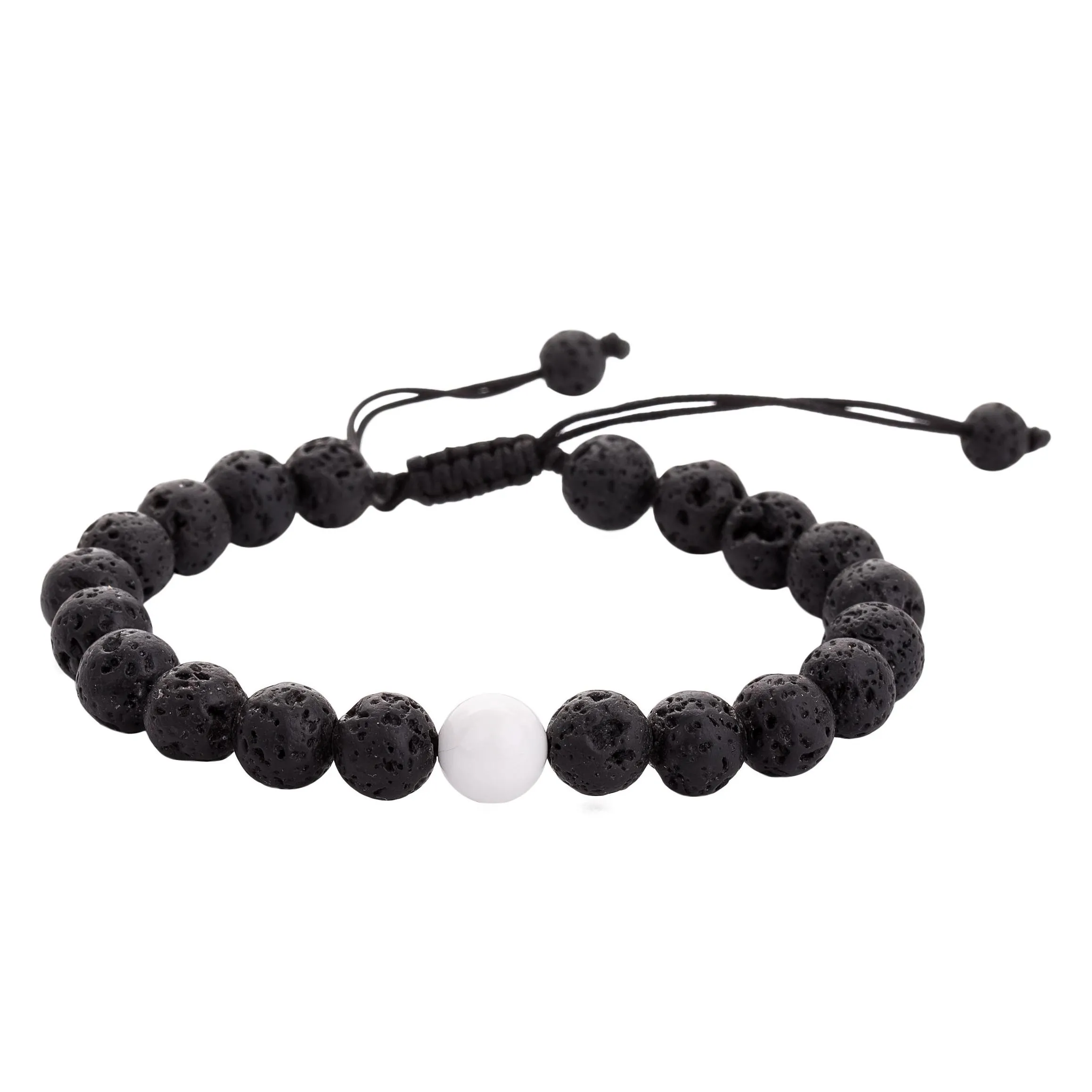 Braided rope bracelet set 2 lava beads white pine couple distance bracelet adjustable birthday Valentine`s Day gift