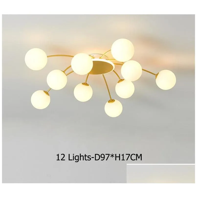 Nordic Modern LED Chandelier Lighting Flush Mount Light Living Room Bedroom Kitchen Glass Bubble Lamp Fixtures Chandeliers