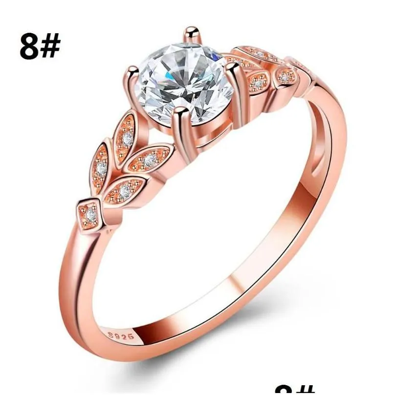 cluster rings 2022 big stone vintage cubic zircon rose gold for women wedding gengagement fashion jewelry christmas gift