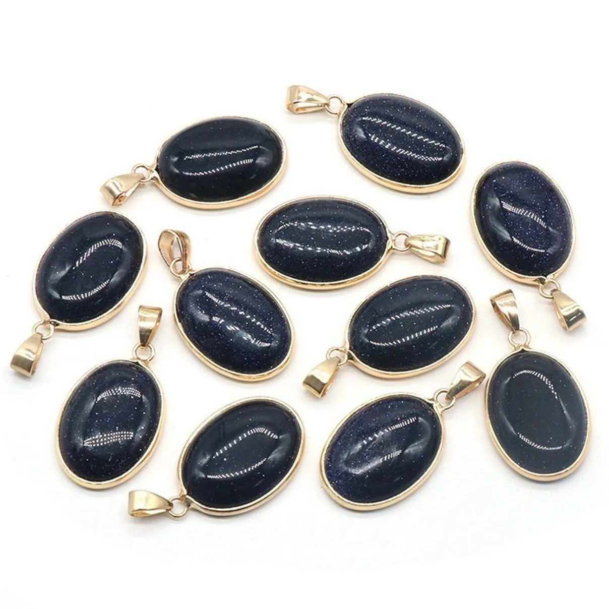 18x25mm Natural Blue Goldstone Stone Irregular Waterdrop Shape Exquisite Quartz Agate Charms for Jewelry Making Necklace Bracelet