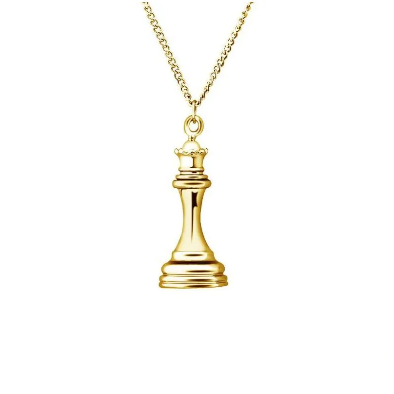 pendant necklaces polishedplus chess king queen rook knight bishop pawn charm diy couples necklace jewelry gift for men womenpendant